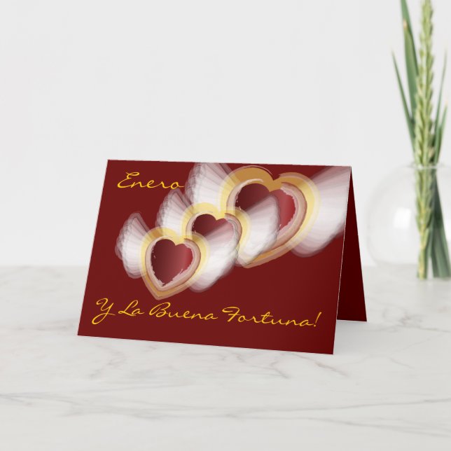 Tarjeta Festiva personalizar de "Enero Y La Buena Fortuna" (Anverso)