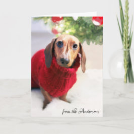 Tarjeta Festiva Personalizar del suéter del perro del árbol de