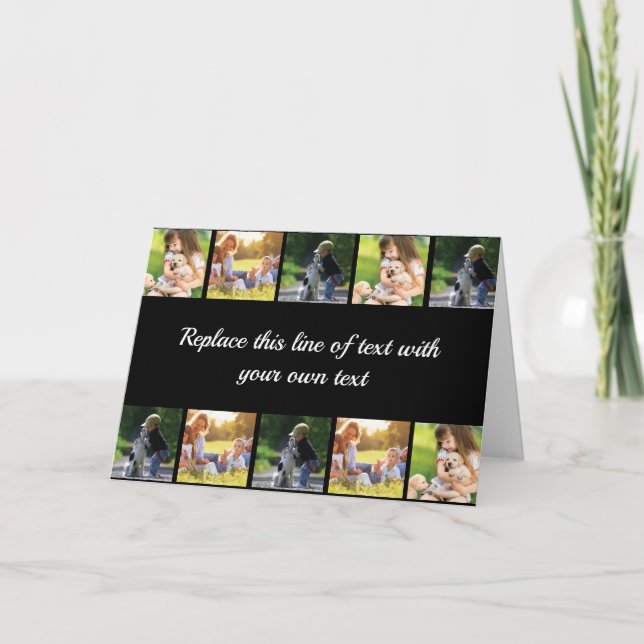 Tarjeta Festiva Personalizar el collage de fotografías y el texto (Anverso)