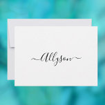 Tarjeta Festiva Personalizar el nombre y el mensaje del guión, Bla<br><div class="desc">Personaliza tu nombre en texto de guión negro y mensaje (o déjalo en blanco) sobre fondo blanco. Haz clic en “Personalizar” para cambiar los colores y estilos de letra.</div>