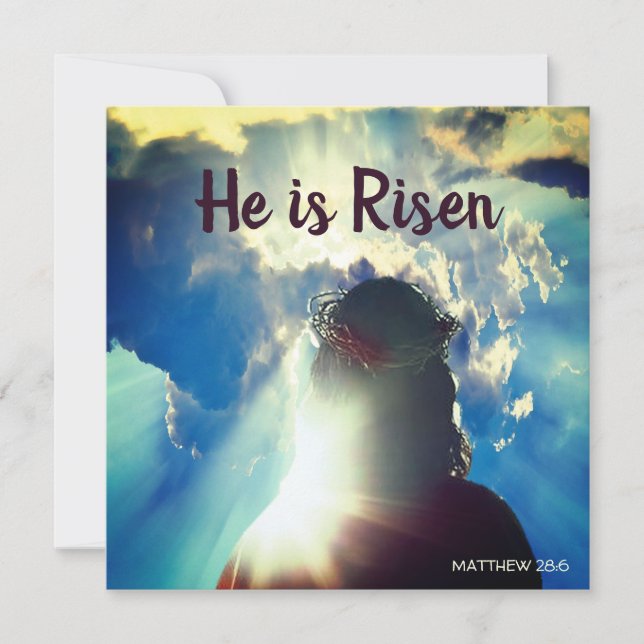 Tarjeta Festiva Personalizar ES RISEN Religious Easter Greetings  (Anverso)