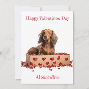 Tarjeta Festiva Personalizar Long Hair Dachshund Valentine