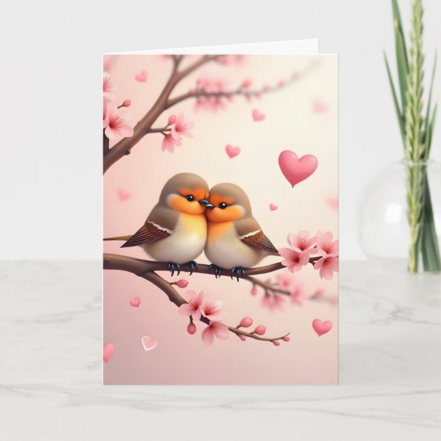 Tarjeta Festiva Personalized Bird Couple Valentine  (Anverso)