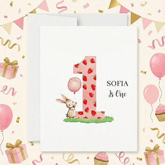Tarjeta Festiva Personalized Bunny 1st Birthday Cards for Girl