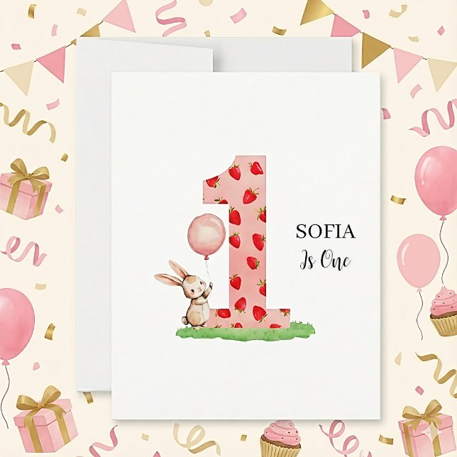 Tarjeta Festiva Personalized Bunny 1st Birthday Cards for Girl (Subido por el creador)