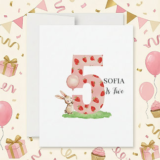 Tarjeta Festiva Personalized Bunny 5th Birthday Card for Girls