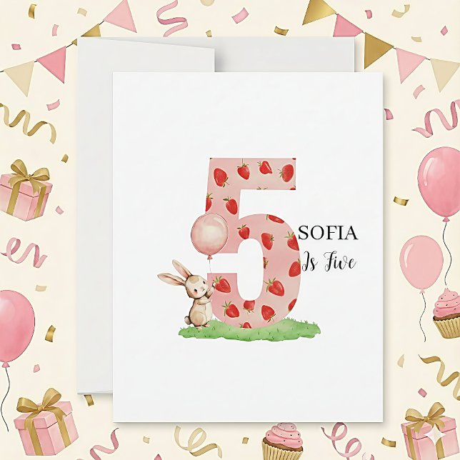 Tarjeta Festiva Personalized Bunny 5th Birthday Card for Girls (Subido por el creador)