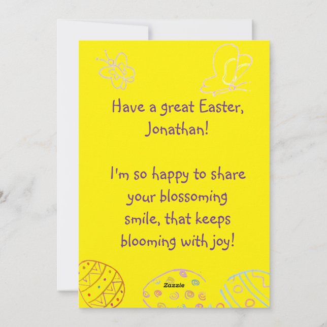 Tarjeta Festiva Personalized Children's Easter Greeting Card  (Reverso)