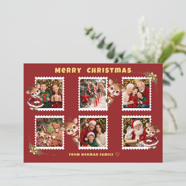 Tarjeta Festiva Personalized Christmas Flat Holiday Card (Anverso de pie)