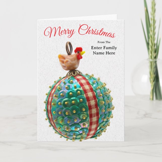 Tarjeta Festiva Personalized Country Chicken Christmas Card (Anverso)