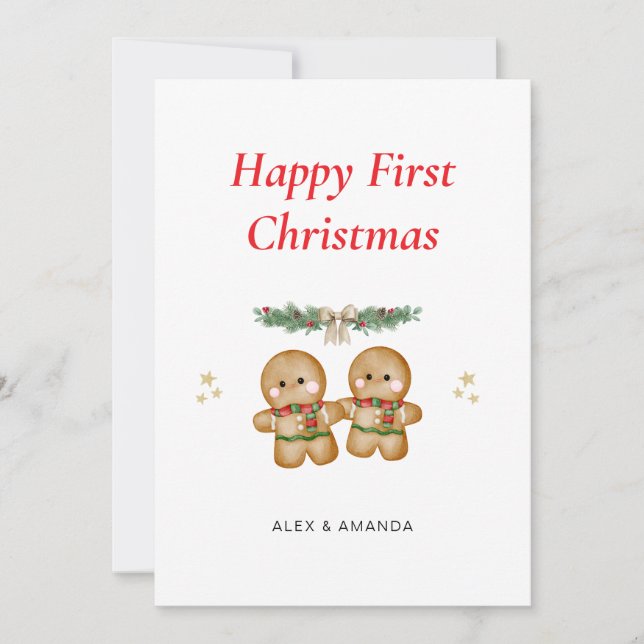 Tarjeta Festiva Personalized Couple First Christmas (Anverso)
