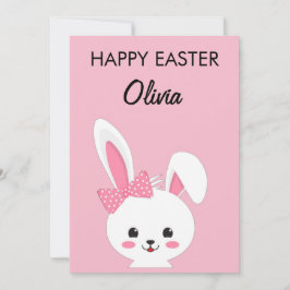 Tarjeta Festiva Personalized Cute Bunny Easter Kids Custom Name