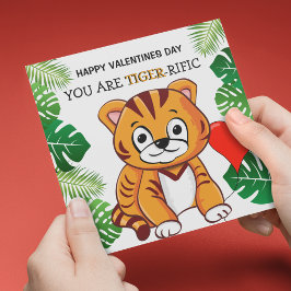 Tarjeta Festiva Personalized Cute Kids Tiger-rific Valentines Day