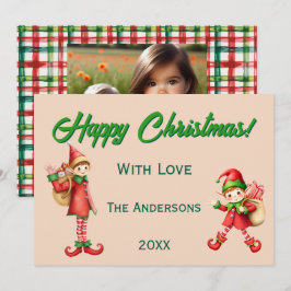 Tarjeta Festiva Personalized Cute Little Elf Christmas Photo