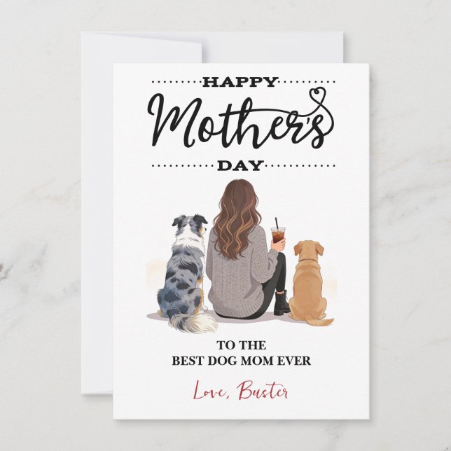 Tarjeta Festiva Personalized Dog Name – Happy Mother’s Day (Anverso)