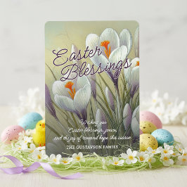 Tarjeta Festiva Personalized Easter Blessings Crocus Floral Card
