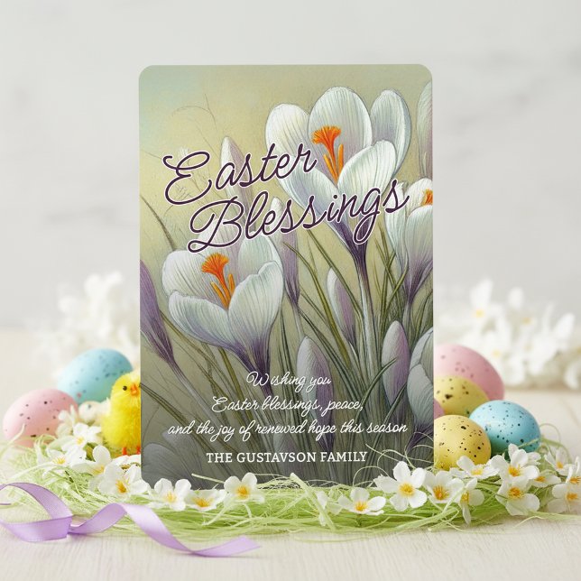 Tarjeta Festiva Personalized Easter Blessings Crocus Floral Card (Subido por el creador)