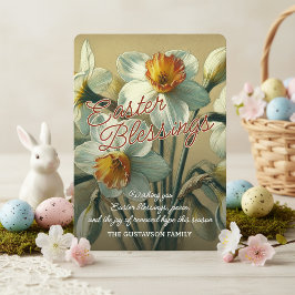 Tarjeta Festiva Personalized Easter Blessings Daffodil Floral Card