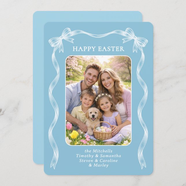 Tarjeta Festiva Personalized Family Photo On Robin Egg Blue Easter (Anverso / Reverso)