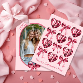 Tarjeta Festiva Personalized Galentine’s Day Photo Card -Pink 