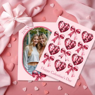 Tarjeta Festiva Personalized Galentine’s Day Photo Card -Pink