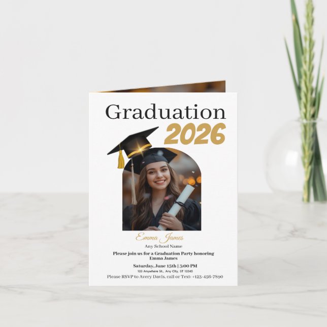 Tarjeta Festiva Personalized Graduation Party Photo Invitation Car (Anverso)