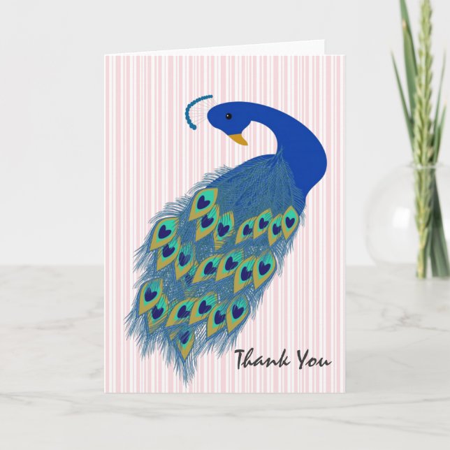 Tarjeta Festiva Personalized Green Peacock Design Greeting Card (Anverso)