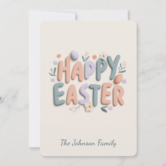 Tarjeta Festiva Personalized Happy Easter Family Greeting Card (Anverso)