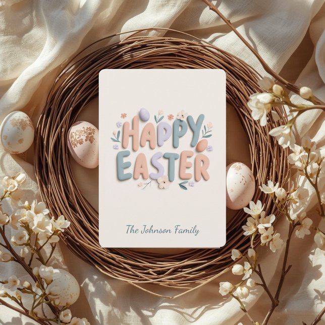Tarjeta Festiva Personalized Happy Easter Family Greeting Card (Subido por el creador)