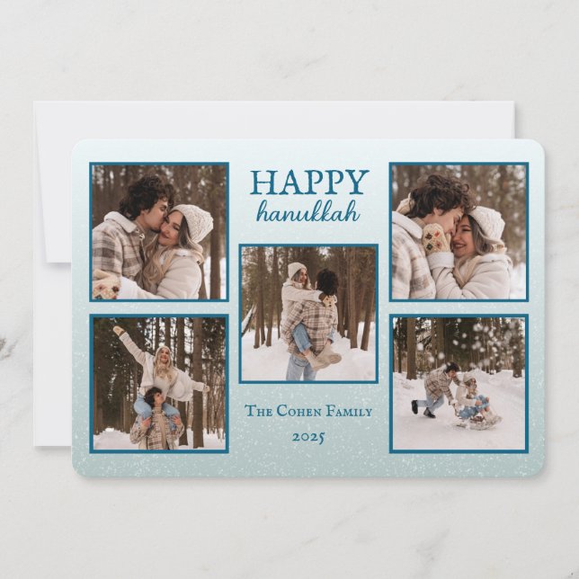 Tarjeta Festiva Personalized Happy Hanukkah Card with Photos (Anverso)