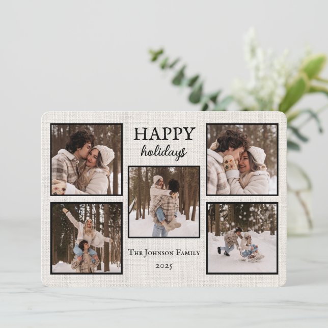 Tarjeta Festiva Personalized Happy Holidays Card with Photos (Anverso de pie)