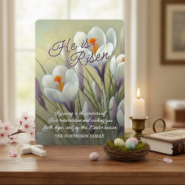 Tarjeta Festiva Personalized He Is Risen Crocus Floral Easter Card