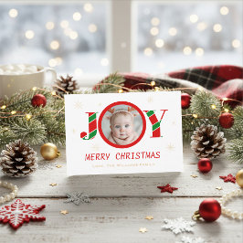 Tarjeta Festiva Personalized Joy Christmas Photo