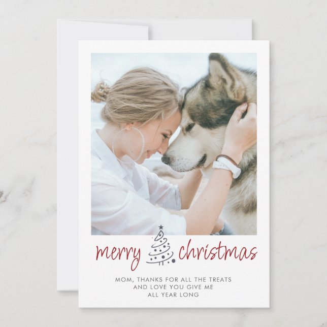 Tarjeta Festiva Personalized Merry Christmas Dog Mom Pet Photo (Anverso)