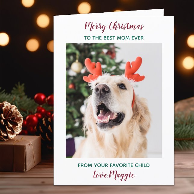 Tarjeta Festiva Personalized Merry Christmas Dog Mom Pet Photo (Subido por el creador)