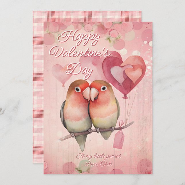 Tarjeta Festiva Personalized Message Parrot Animal Valentines Day (Anverso / Reverso)