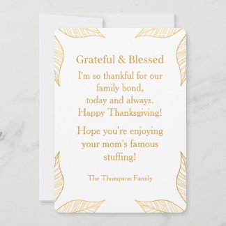 Tarjeta Festiva Personalized Modern Minimalist Thanksgiving