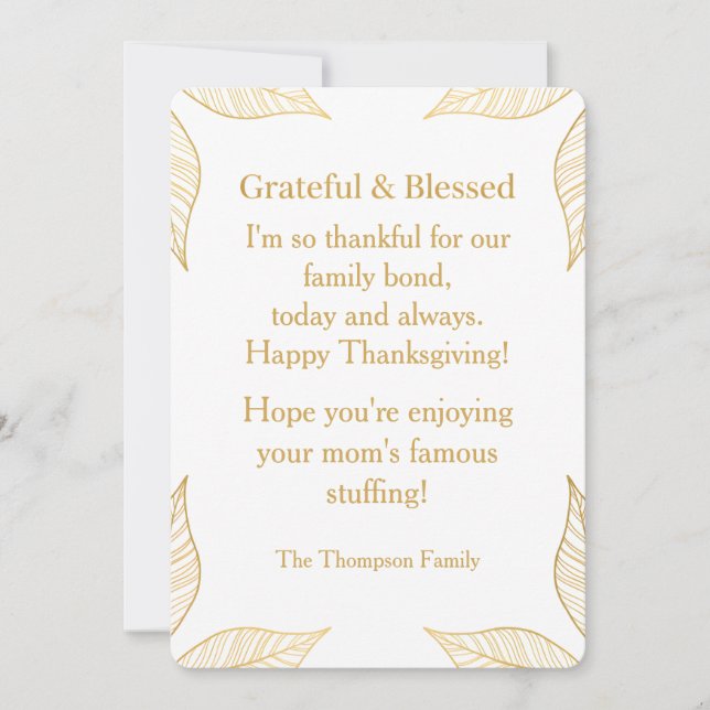 Tarjeta Festiva Personalized Modern Minimalist Thanksgiving (Anverso)