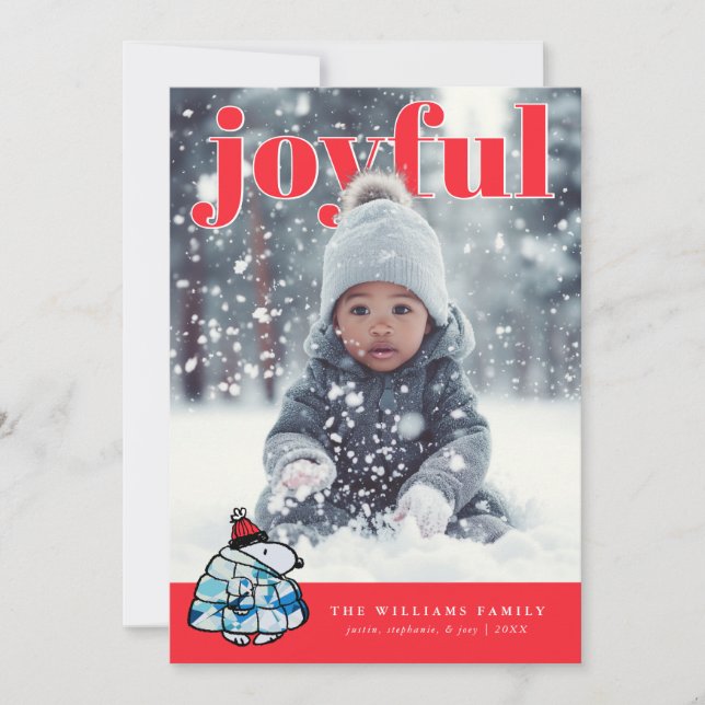 Tarjeta Festiva Personalized Photo Holiday Geometric Snoopy (Anverso)