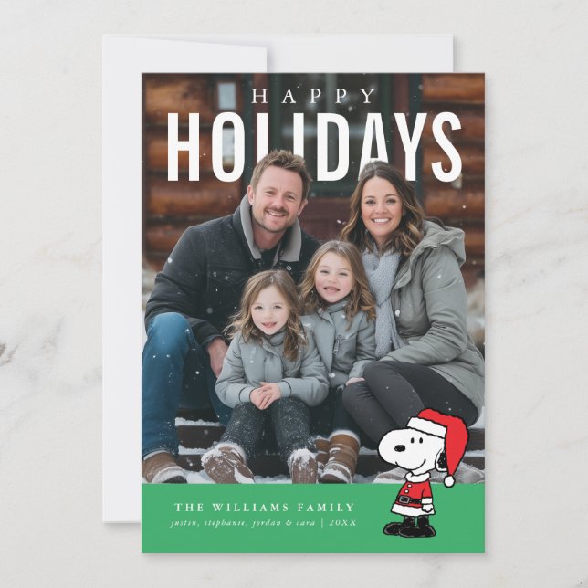 Tarjeta Festiva Personalized Photo Holiday Snoopy Doghouse (Anverso)