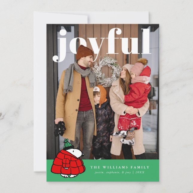 Tarjeta Festiva Personalized Photo Holiday Snoopy Puffer Jacket (Anverso)