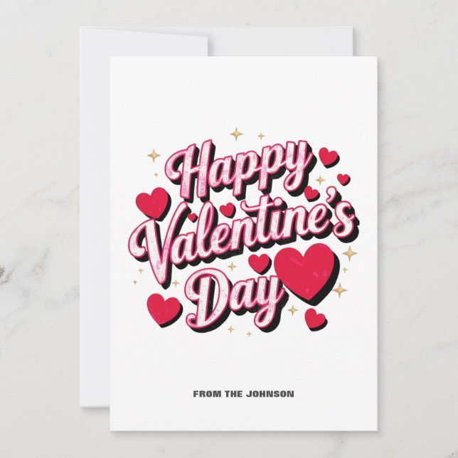 Tarjeta Festiva Personalized Red Hearts Happy Valentine's Day  (Anverso)