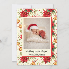 Tarjeta Festiva Personalized Retro Christmas Floral Stationery 