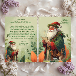 Tarjeta Festiva Personalized Santa Claus North Pole Reindeer Green