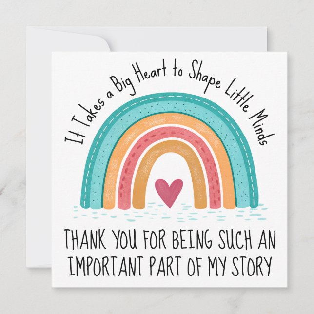 Tarjeta Festiva Personalized Teacher Thank You Card Rainbow Design (Anverso)