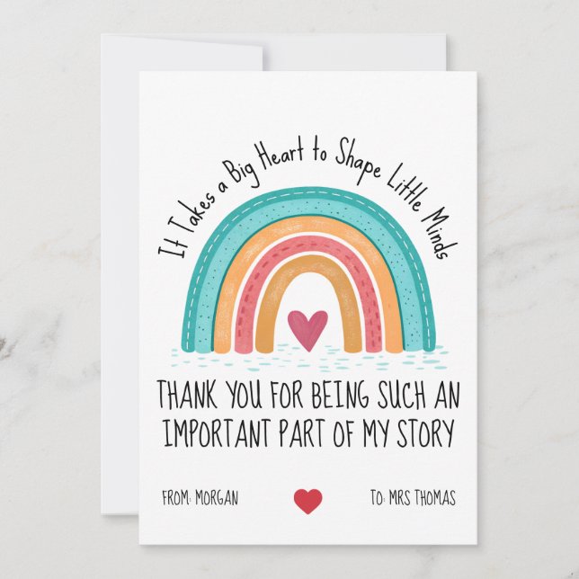 Tarjeta Festiva Personalized Teacher Thank You Card – Rainbow Quot (Anverso)