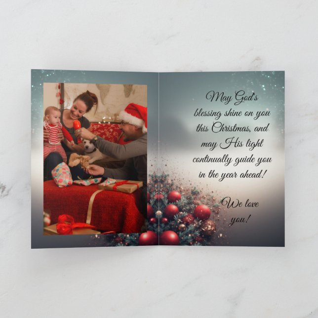 Tarjeta Festiva Personalized, Text and Picture Christmas Card (Interior)
