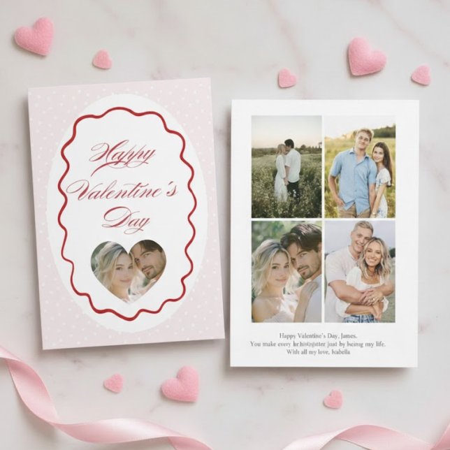 Tarjeta Festiva Personalized Valentine’s Day Card with Photo pink (Subido por el creador)
