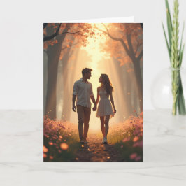 Tarjeta Festiva Personalized Walking Couple Valentine Card