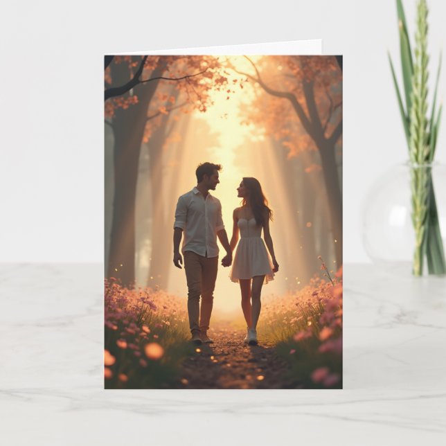 Tarjeta Festiva Personalized Walking Couple Valentine Card (Anverso)